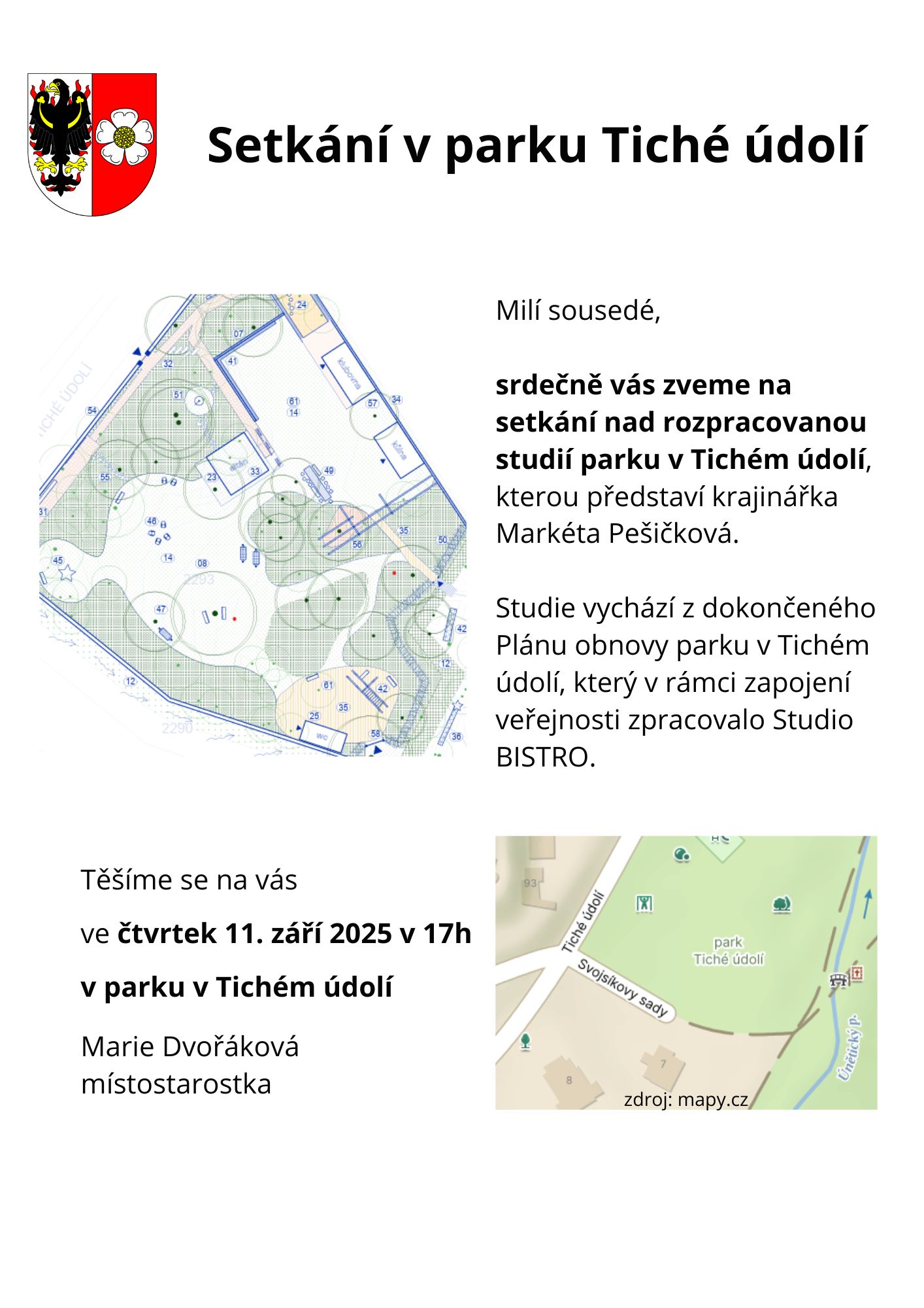 Pozvánka na setkání nad studií parku v Tichém údolí